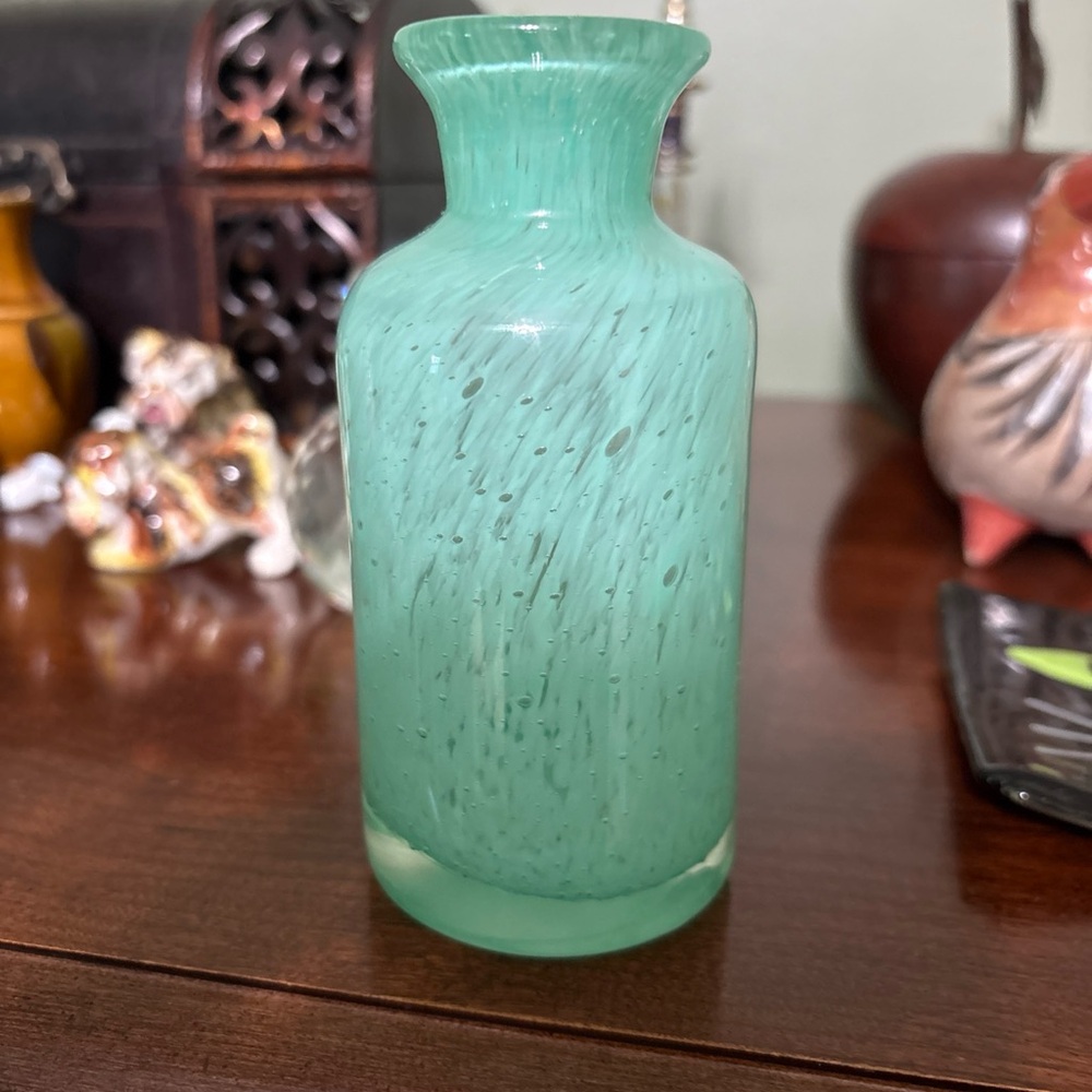 Hand blown Seafoam Glass Bottle